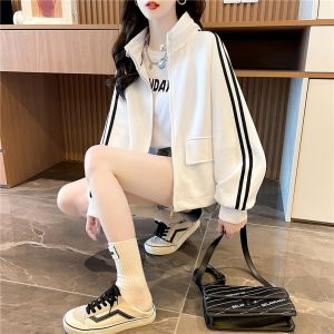 เสื้อคาร์ดิแกนคอตั้งหลวมๆ สำหรับผู้หญิง ฤดูใบไม้ผลิและฤดูใบไม้ร่วง ทรงหลวม แขนยาว ปกติ แขนยาว ปกติ เสื้อคลุมกันหนาว