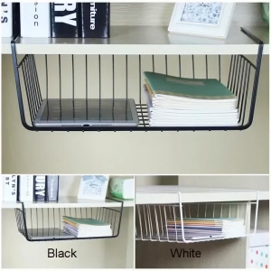 1pc Under Shelf Storage Basket Rack Towel Hanging Holder for Kitchen Pantry Wardrobe Cabinet Organizer Storage Racks