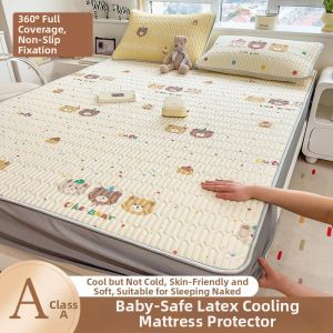 Breathable Latex Icesilk Mattress Protector Slip Proof