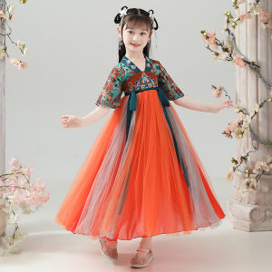 Princess Style Girls Dress Hanfu Performance Clothes Puffy Skirts Childrens Summer Clothing Big Kids Little Girl Ancient Costume