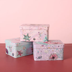 Portable Cartoon Iron Box Storage Box Cute Small Box Candy Card Storage Box Desktop Covered Jewelry Box Dustproof Handmade