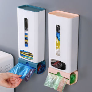 Plastic Bag Dispenser Wall Mounted Garbage Bag Storage Box Kitchen Hanging Bag Organizer Con