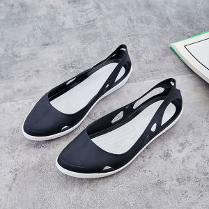 2023 New Womens Flat Bottom Plastic Sandals Mommy Beach Shoes Slip-On round Toe Jelly Shoes Casual Pure Color Rubber Outsole