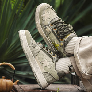 Mens Retro Thick Bottom Casual Shoes Dragon Well Star Board Shoes Summer 2025 Trendy Sports Leisure Shoes Comfortable Rubber Sole