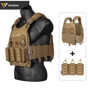 Áo Giáp Chiến Thuật IDOGEAR LSR Dành Cho Nam Với Ba Túi Đạn Khóa Nhanh 556 9mm Trang Bị Chơi Game Chiến Tranh Áo Săn Bắn Bằng Nylon