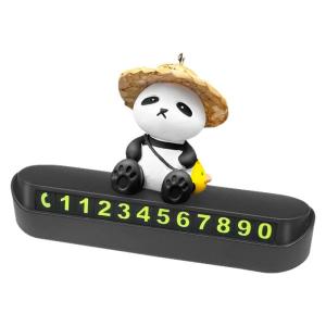 XINGRUI | Creative Bamboo Hat Panda Car Parking Number Plate