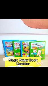 Magic Water Coloring Book Karakter Buku Edukasi Anak Belajar Mewarnai | Buku Ajaib Prasekolah Paud TK 1 Set Buku + Spidol Air | Buku