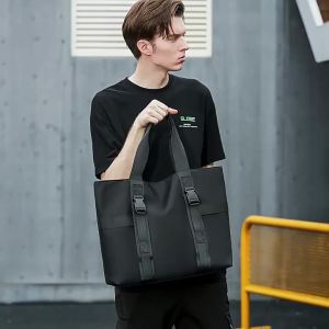 228Men Tote Bag Shoulder Bag Waterproof Nylon Work 15.6 Laptop Bag Black