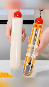 Portable Style Camping Cutlery Set With Storage Box Cute Student Built-in Silent Slot Tableware Set School