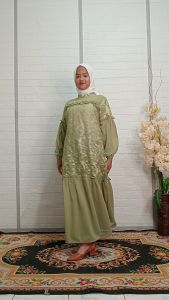 Pakaian Gamis Pesta Mewah Anak Perempuan Remaja Abg Terbaru 6-12 Tahun Ceruty Mix Brokat Kekinian