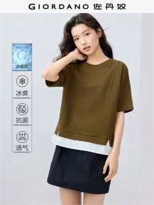 Áo Thun Nữ Cổ Tròn Tay Ngắn Kháng Khuẩn Thoải Mái Giordano 13325231 Mùa Hè Thường Ngày Cotton Polyester Thoải Mái