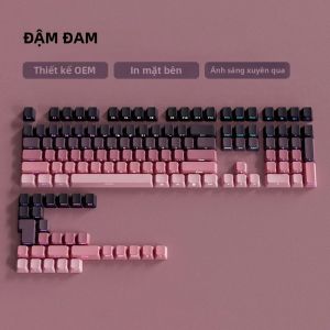 Bộ Keycap PBT Double Shot In Cạnh Màu Đen Xám Kiểu Dáng OEM Dành Cho Bàn Phím Cơ Chơi Game Có Thể Tùy Chỉnh DIY.