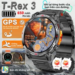 NeT-Rex3Pro Đồng Hồ Thông Minh Quân Sự GPS Băng Tần Kép 5ATM Pin Chống Nước 650mAh La Bàn Máy Đo Độ Cao AGPS Theo Dõi Thể Dục Thể Thao Dành Cho Nam Giới