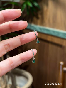 Fashionable Retro Green Zircon Flashing Small Elegant Ear Cuffs Premium Quality Jewelry Fresh out New Style Heart/Droplet/Bell Shape