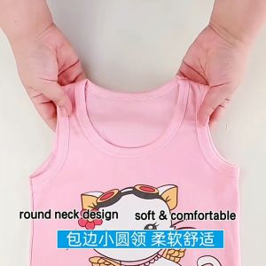 Boy & Girl fashion Cotton Sleeveless singlet with pants set Children Kids Fashion Baby Cartoon Clothes Casual Wear Singlet Pants 儿童背心套装 C054