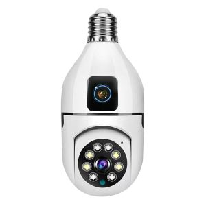 YOOSEE A10 Dual Lens 4MP FULL HD CCTV Camera Auto Tracking Security WiFi Lamp Bulb Camera Connect Cellphone CCTV Light Bulb CCTV 360° Rotation Wireless Night Vision Human Detection