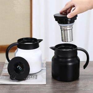 1000ML 316 Stainless Steel Thermos Teapot With FilterLarge capacity Boiled water Kettle Thermal Insulation Stewed Teapot  Coffee Pot Display temperature