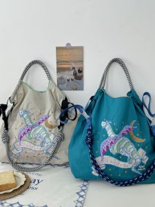 Same Style as Gao Yuanyuans Embroider Ball Chain Bag Eco-friendly Bag Crossbody Nylon Womens Large Capacity Handbag Shopping Bag