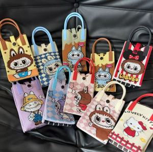 กระเป๋าถือสะพายข้างถักนิตติ้งลายการ์ตูน กระเป๋าใส่เหรียญ กระเป๋าถือ กระเป๋าโทรศัพท์มือถือ กระเป๋าสะพายข้างแบบพกพา กระเป๋าสะพายข้างแบบสะพายข้าง