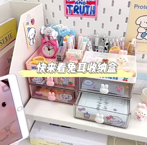 Hộp bút để bàn nhiều ngăn tặng kèm sticker siêu dễ thương kệ văn phòng phẩm