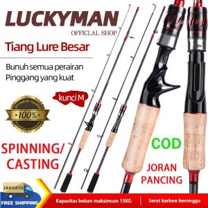 LUCKYMAN joran pancing Joran Laut Lempar Jarak Jauh 165m/1.8m/2.1m/Casting/Spinning/Joran Serat Karbon