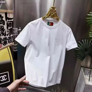 Fashionable Casual Short Sleeve round Neck T-Shirt Letter Rhinestone Trendy Brand Mens Summer Shirt Polyester Fiber Antibacterial