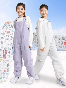 Girls Ski Pants Childrens Outdoor Warm Windproof Water-resistant Cotton-filled Snow Clothing Sport Style Polyester Fiber