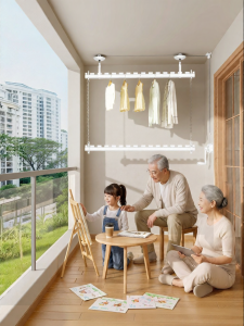 DIEYUAN | Sidewall Hand Crank Indoor Balcony Drying Rack Small