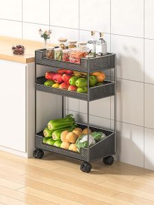 Multi-functional Portable Layered Vegetable and Spice Trolley