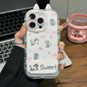 Xihama Floral Cat Ear Stand Silicone Phone Case Full Cover Protection for Huawei Mate70 pro Nova14/13/12 Pura80/70 Anti-Fall