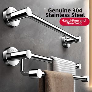 304 Stainless Steel Bathroom Towel Rack Single and Double Bars Easy Installation