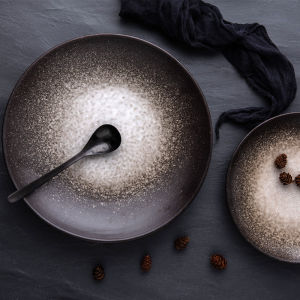 Nordic Style Ceramic Plate Deep Dish Steak Pasta Creative Dinnerware Flat Plate European Cuisine Dish for Adult Home Use