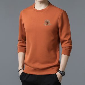 ROMON | Loose Long Sleeve Round Neck Mens Sweatshirt Casual Bottom Shirt Spring Autumn Youth Fashion Urban Style Antibacterial T-shirt