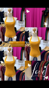 บอดี้สูทคล้องคอ เป้ามีกระดุมเป็ก สินค้าเข้าใหม่ เนื้อผ้าเรย่อน ลดราคาพิเศษ