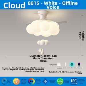 Creamy Style Modern French Atmosphere Cloud Chandelier Fan