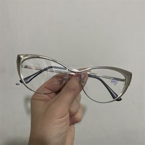 Sweet Cool Retro Cat Eye Metal Glasses Y2K Natural Transparent Lenses Womens Face Slimming Japanese Style round Frame Glasses