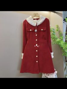 Váy Dài Tay Thanh Lịch Cho Phụ Nữ Béo Mùa Thu Đông Phong Cách Công Sở Cổ Tròn Dáng Chữ a Cắt May Ba Chiều