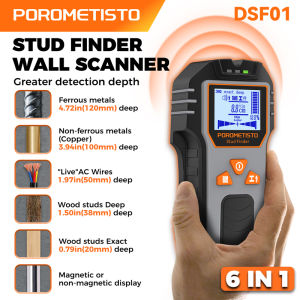 6IN1 DSF01 POROMETISTO เครื่องตรวจจับสแกนเนอร์ผนังอิเล็กทรอนิกส์เครื่องตรวจจับสายเคเบิ้ลค้นหาเครื่องค้นหาอเนกประสงค์สำหรับไม้/เหล็ก/ไม่โลหะเหล็ก