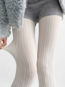 White Knitted Long Tube Socks Womens Leggings Night Study Room Style Sweet Shape Legging All Seasons Comfortable Soft Material