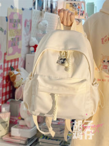 Mini Hairy Chicken Girls Backpack Pure Color Student Dual Shoulder Bag Korean Style Versatile Lightweight Nylon Commuter Bag