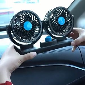Quạt điện ô tô mini 12V / 24V đôi đơn cắm tẩu sạc xoay 360 độ để trên xe hơi bàn làm việc nhỏ gọn tiện lợi