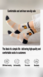10/5 pairs Men mid cut sporty style foot design cotton socks good quality sport casual socks anti slip anti smell absorbent sweat