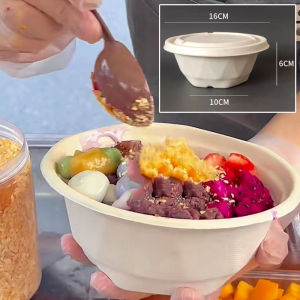 Disposable Hot Milk Treasure Packaging Box Ice Cream Box Stir-Fried Yogurt Paper Bowl round Shape Paper Tableware for Commercial And Home Use