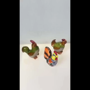 Set 3 Patung Ayam Keramik Dekoratif Handmade Warna Cerah untuk Rumah Estetik