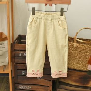 Spring Autumn Childrens Girls Casual Pants Outdoor Wear Fashionable Little Girl Straight Leg Soft Comfortable Natural Waist