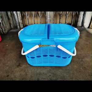 Bakul Tudung Plastik/Raga Bertudung/Vegetable Fruits Basket With Handle & Cover/Picnic Basket/Sangkar Piknik