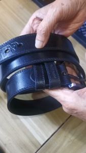 เข็มขัดหนังวัวแท้สีดำแบรนด์เนม Gold Parko เพื่อส่งออก