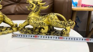 Đôi tỳ hưu đế vàng bằng đồng phong thủy loại sắc nét cao 17cm dài 27cm nặng 3.5kg