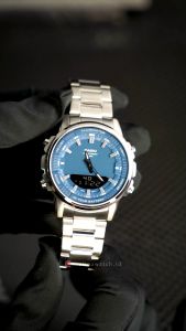 Jam Tangan Pria Casio AMW-880D-2A1 Blue Dial Stainless Steel Band