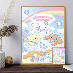 Cartoon Sanrio Hello Kitty Large Ear Dog Cross Stitch Print Full Diamond Handmade Bedroom 5D Diamond Painting Cotton Fabric